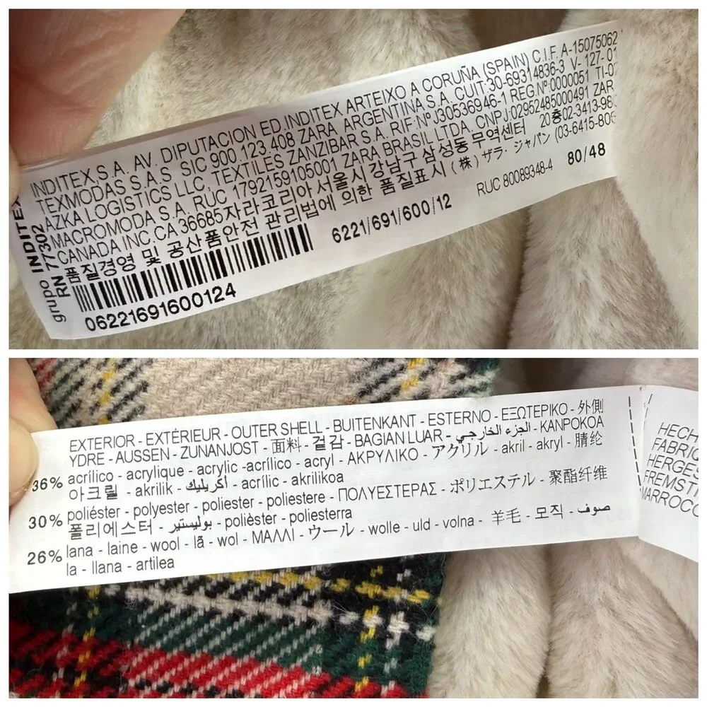 Zara Baby Red Plaid Button Front Pea Coat 9/12 months